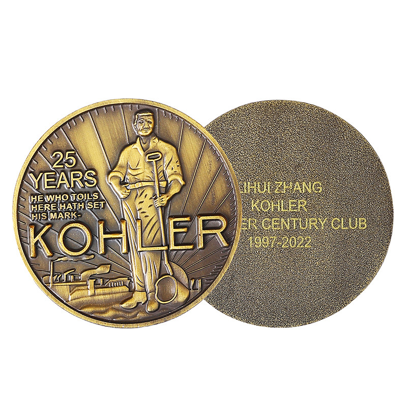Custom High-Relief Commemorative Coins with Antique Brass Finish